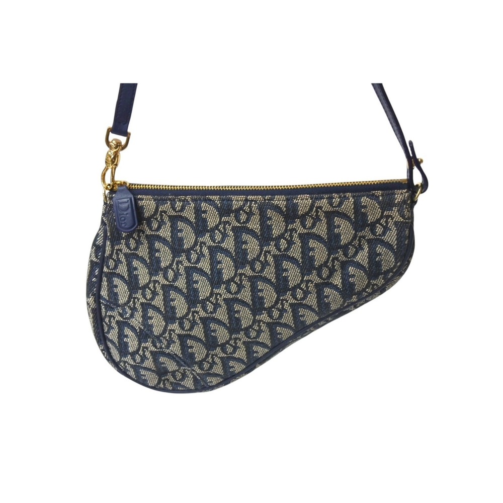 Dior Hobo Saddle Pouch Blue Christian Shoulder Navy One Bag Trotter